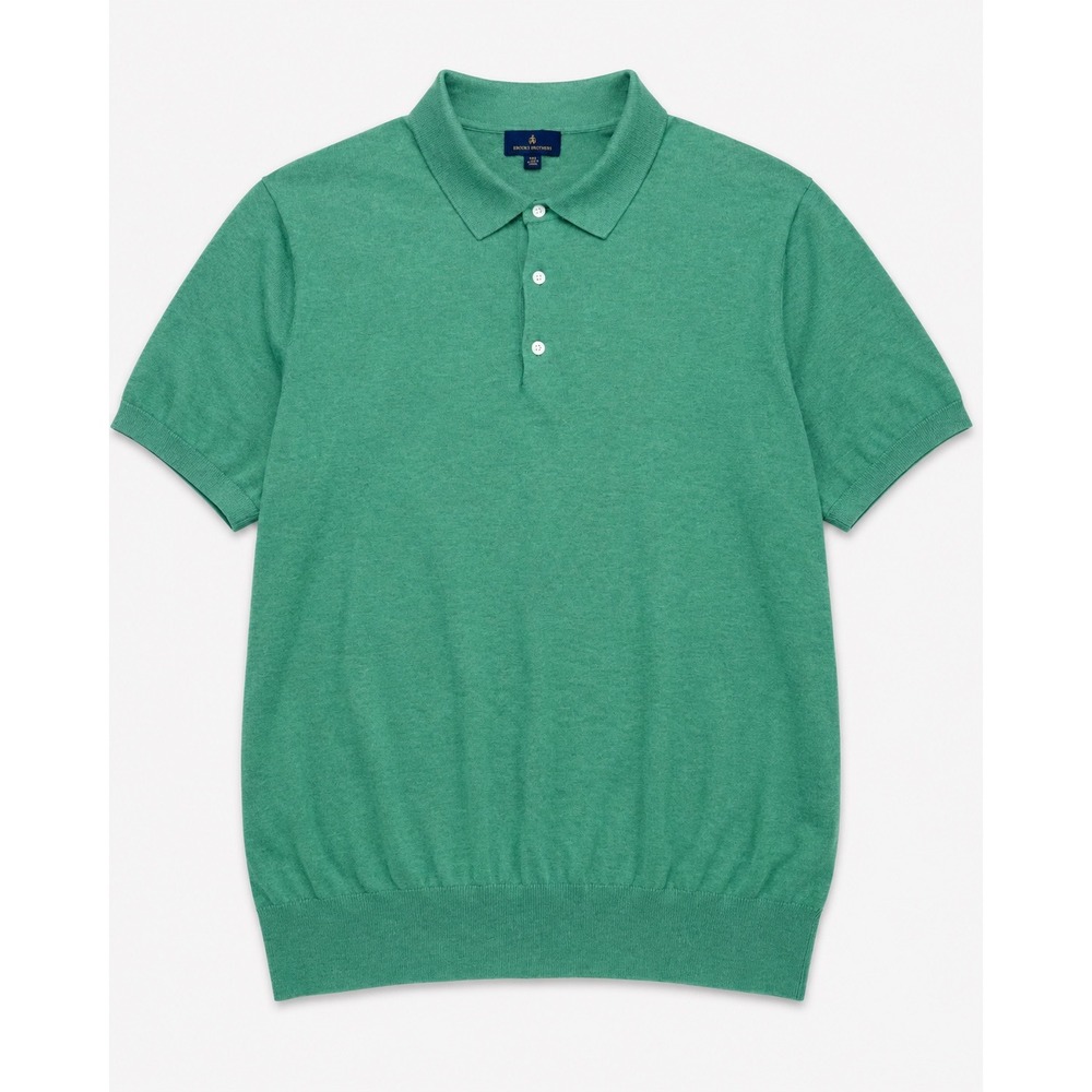 Brooks Brothers Mens XL Green Combed Cotton Short Sleeve Knit Polo Shirt Classic